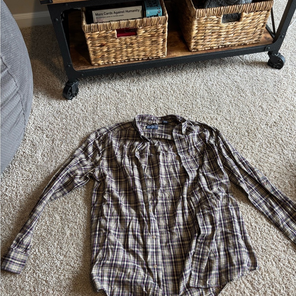 Chaps Brown and Blue Casual Button Down Shirt